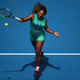Serena Williams plays forehand in her first round match against Tatjana Maria of Germany during the 2019 Australian Open on January 15, 2019 in Melbourne, Australia.